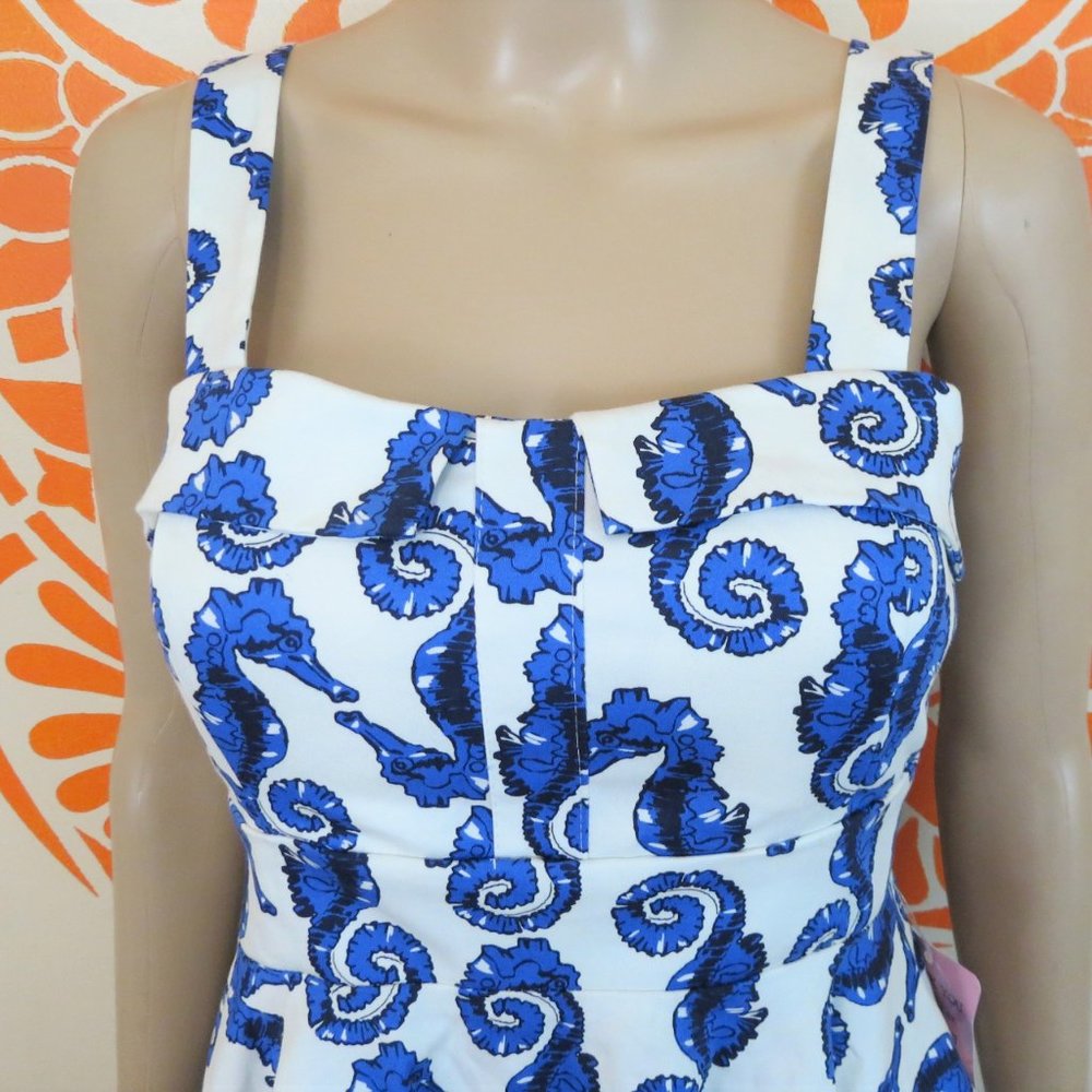 Adorable Retro White Seahorse Dress S - Picture 2 of 3